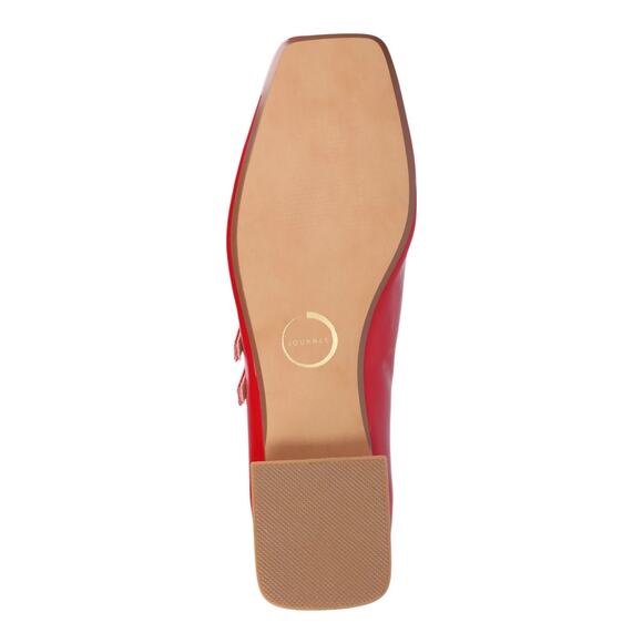 Journee Women's Gredah Square Toe Double Strap Mary Jane Flats Red Patent Size 9 - Picture 5 of 5